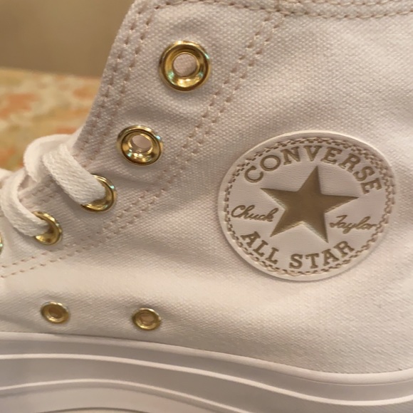 Converse White Gold Platform Chuck Taylor All Star - Picture 7 of 9